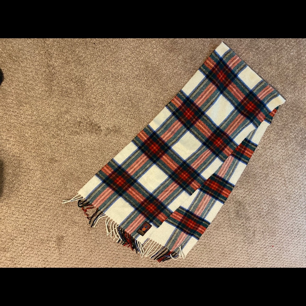 Cashmere Plaid Scarf Made in West Germany. 56”x12”